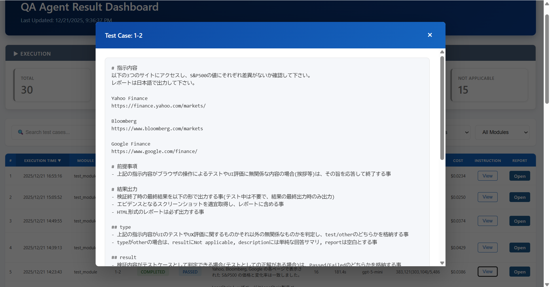 実行時の指示文の参照